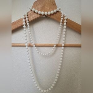 Monet Knotted Glass Bead Necklace & Bracelet Set, White